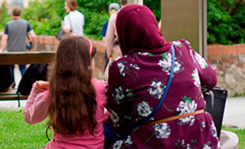 Mother and daughter in park3